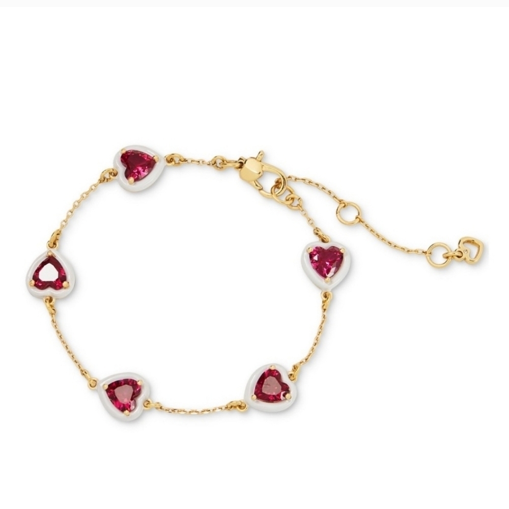 ❤️▪️Kate Spade▪️ Sweetheart Line Pink White Bracelet - Picture 1 of 5